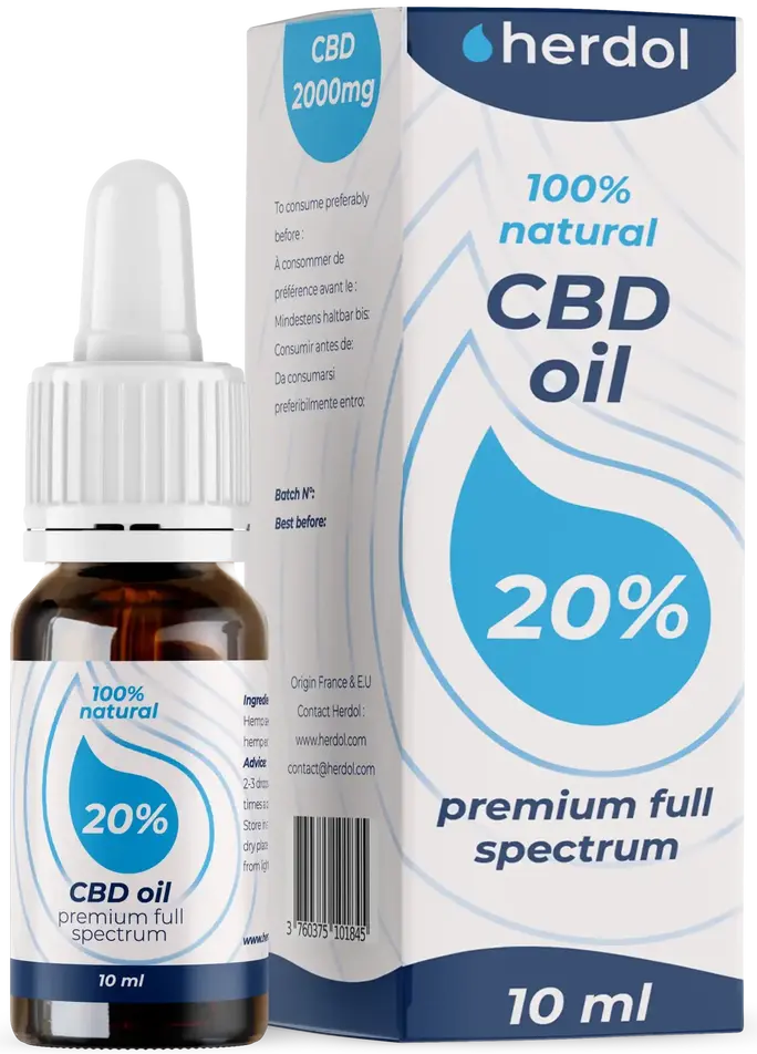 Full-spectrum CBD oil by Herdol, offering complete benefits of cannabinoids and terpenes.